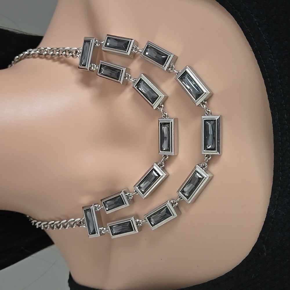 White House Black Market Layered Rhinestone Necklace